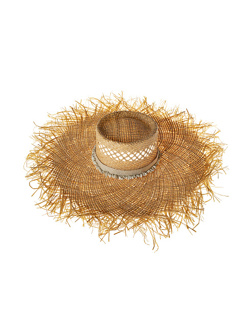 Соломенная шляпа с вышивкой на ленте и натуральными камнями, 1