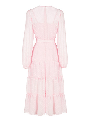 Розовое шифоновое платье-миди, 2