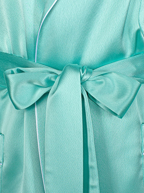 Зеленый домашний костюм из шелка с шортами и вышивкой, 5 Зеленый домашний костюм из шелка с шортами и вышивкой, 5