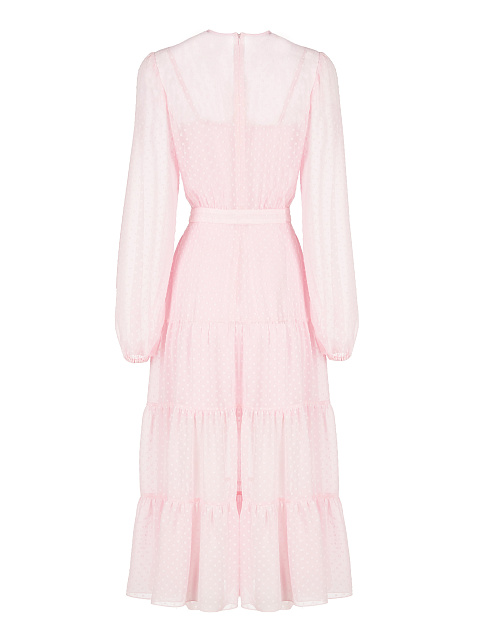 Розовое шифоновое платье-миди, 2