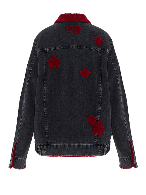 Серая джинсовка с красным мехом овчины , 2