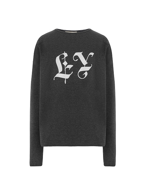 Темно-серый хлопковый лонгслив с белым принтом "Like Yana", 1 Темно-серый хлопковый лонгслив с белым принтом "Like Yana", 1