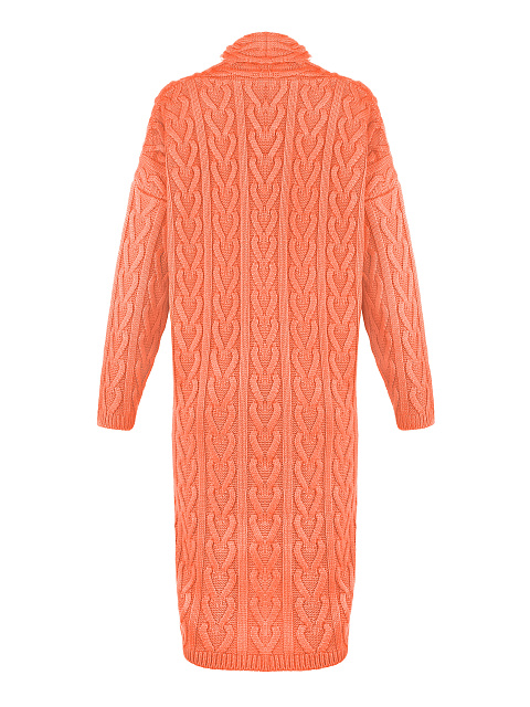 Оранжевый вязаный кардиган с косами, 2 Оранжевый вязаный кардиган с косами, 2