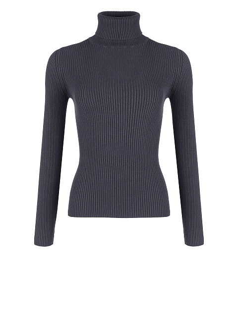 Графитовая трикотажная водолазка в рубчик, 1 Графитовая трикотажная водолазка в рубчик, 1