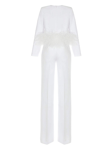 Белый костюм-двойка с боа, 2