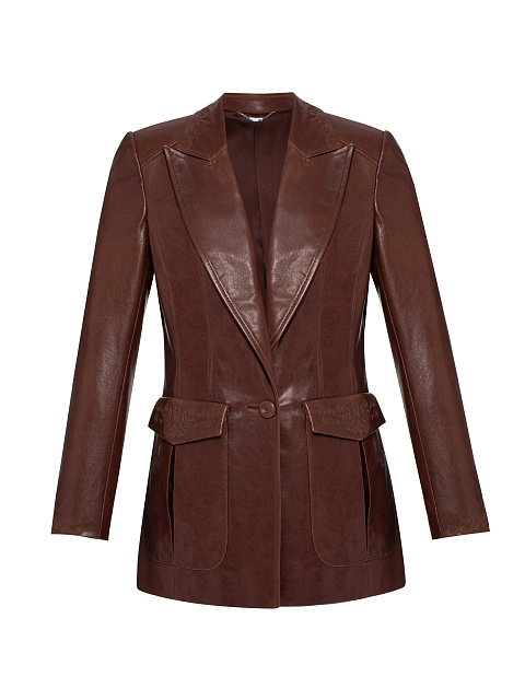 Коричневый костюм-двойка из кожи, 3