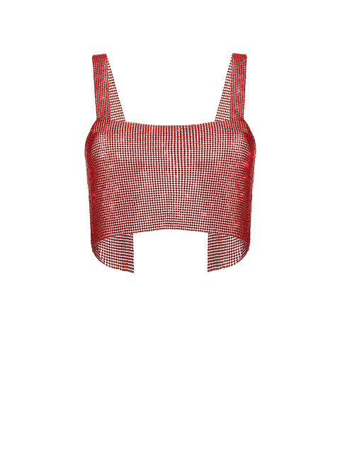 Красный укороченный топ со стразами, 2