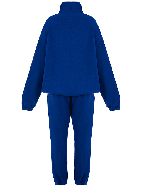 Синий мужской флисовый спортивный костюм с вышивкой, 2