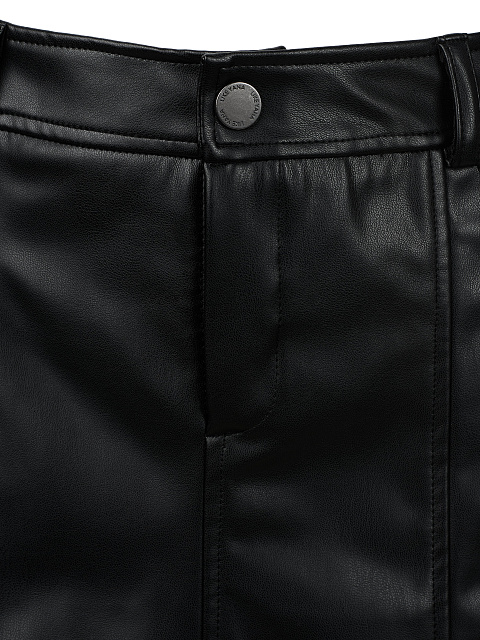 Черная ультра мини юбка из эко-кожи, 4