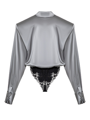 Серая блуза-боди из шелка, 2
