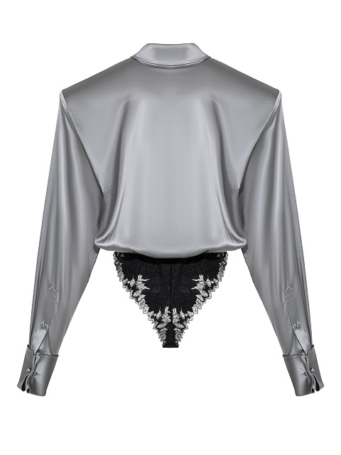 Серая блуза-боди из шелка, 2