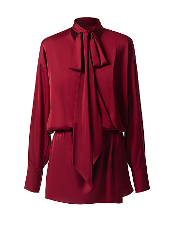 Бордовое платье-мини, 1