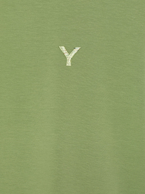 Темно-зеленая  футболка из хлопкового трикотажа с вышивкой, 3