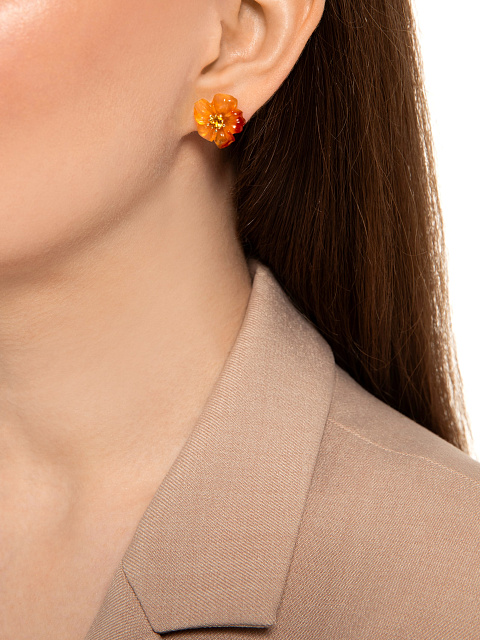 Пусеты из желтого золота с резным цитрином, 4 Пусеты из желтого золота с резным цитрином, 4