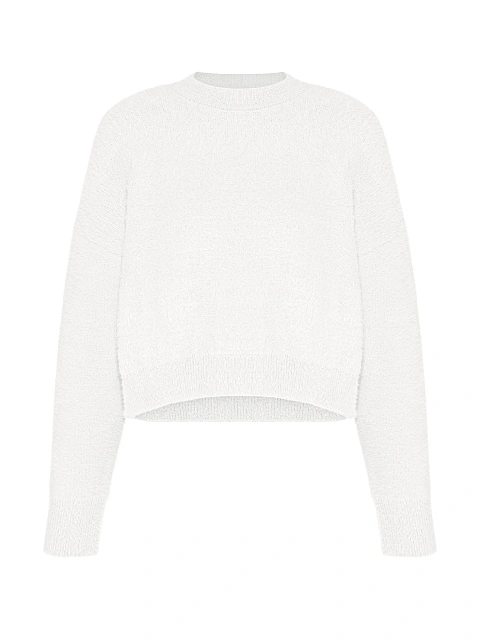 Белый вязаный джемпер из трикотажа, 1 Белый вязаный джемпер из трикотажа, 1