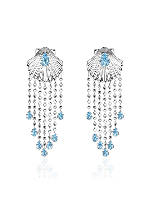 Длинные серьги-ракушки с топазами, 1 Длинные серьги-ракушки с топазами, 1