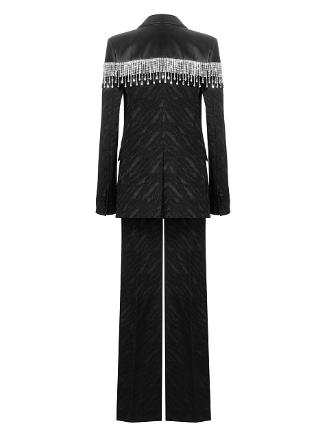 Черный жаккардовый костюм-двойка со стразами, 3