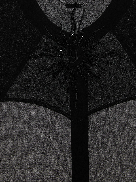 Черная блузка из шифона с вышивкой, 4