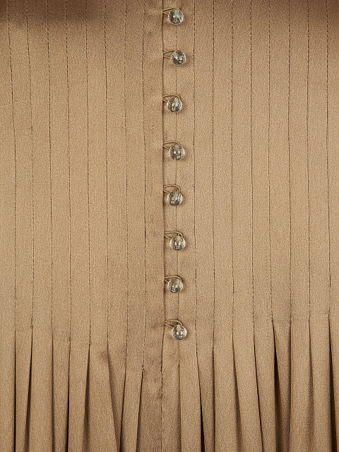 Коричневое платье-миди из шелка с вышивкой, 4