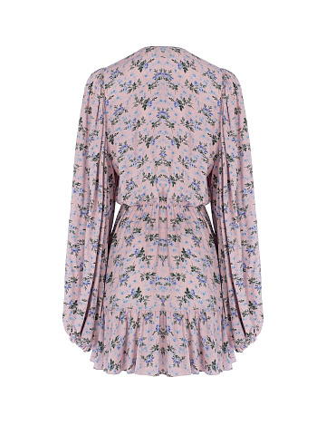 Короткое платье из розовой вискозы с цветочным принтом, 2