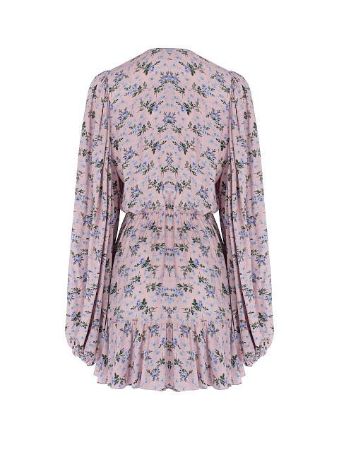 Короткое платье из розовой вискозы с цветочным принтом, 2