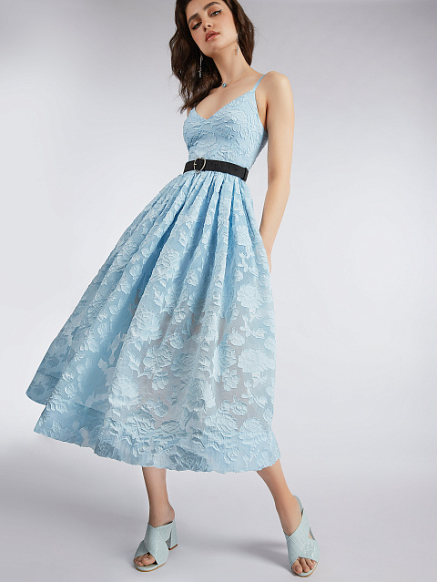 Голубое платье-миди из органзы, 5