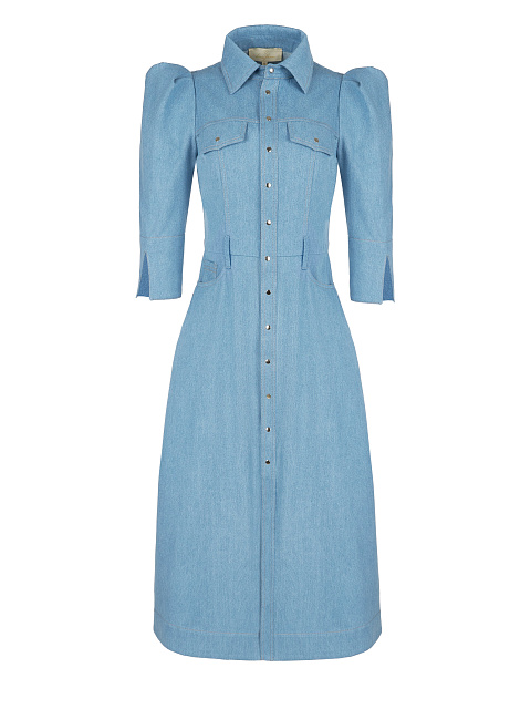 Голубое платье-миди из денима, 1