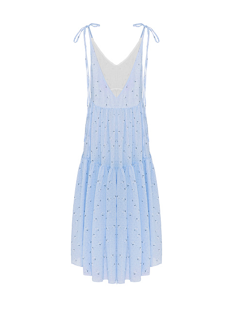 Голубой хлопковый сарафан на завязках, 3