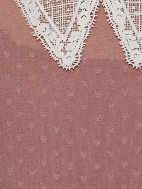 Пудровое детское платье из шифона с кружевным воротником, 4 Пудровое детское платье из шифона с кружевным воротником, 4