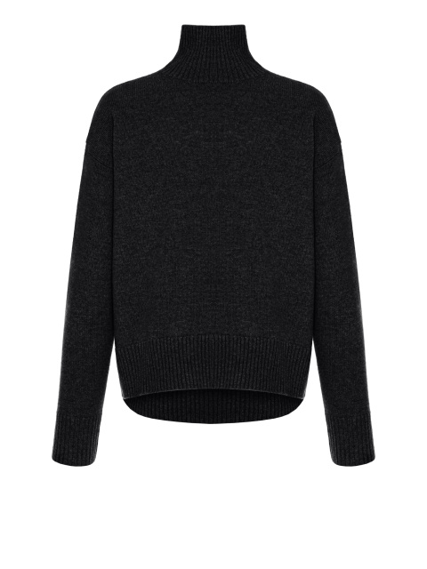Темно-серый кашемировый свитер с высоким горлом, 1