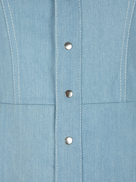 Голубая блузка из денима с рукавами из кружевного шифона, 3 Голубая блузка из денима с рукавами из кружевного шифона, 3