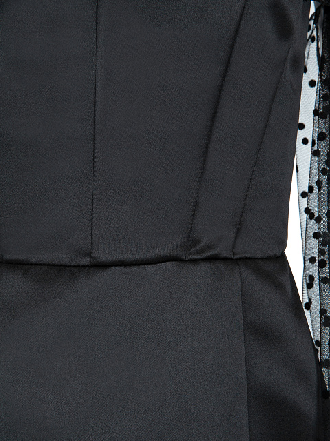 Черное платье-мини с объемными рукавами из сетки, 3