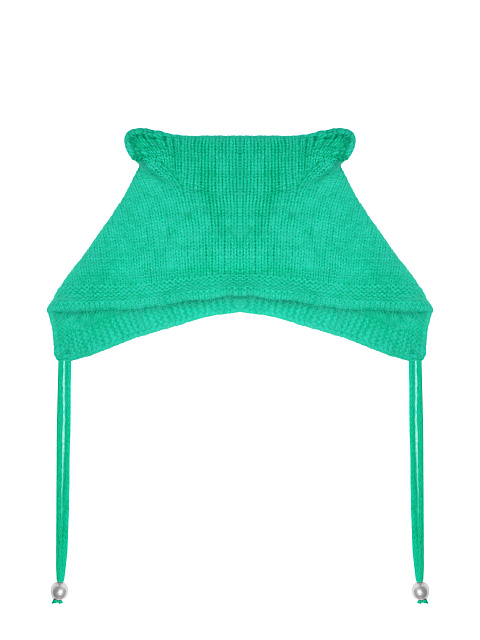 Зеленая шапка с ушками из ангоры, 1