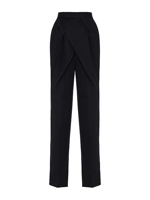 Черный костюм-двойка из шерсти с укороченным жакетом, 3