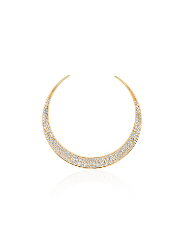 Заколка из серебра с позолотой в виде полумесяца с фианитами, 1 Заколка из серебра с позолотой в виде полумесяца с фианитами, 1