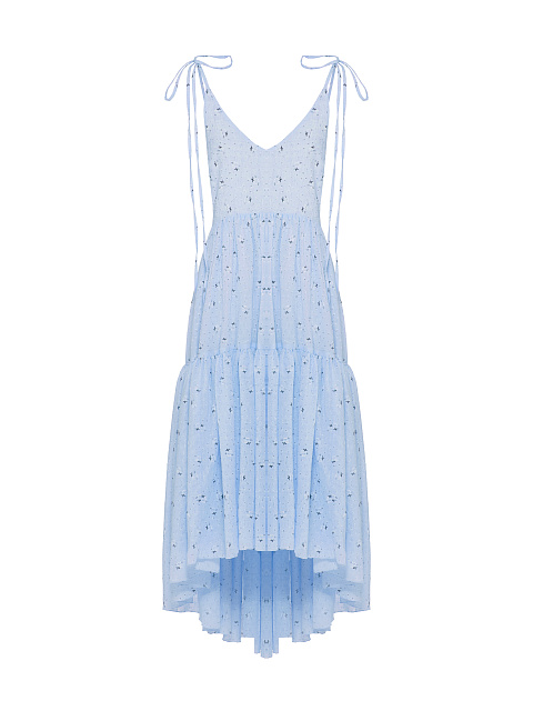 Голубой хлопковый сарафан на завязках, 1