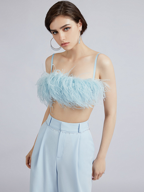 Голубой топ-бра с боа, 8