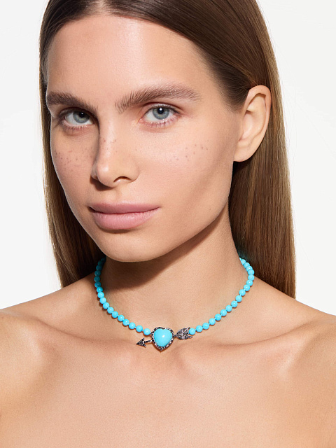 Колье из белого золота с бриллиантами и бирюзой , 2