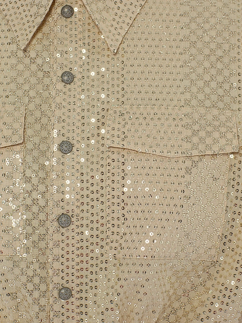 Золотистый комплект из платья-мини и рубашки в пайетках, 6