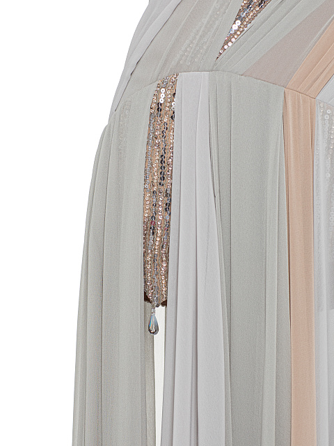 Серое платье-макси из шифона с корсетным верхом в пайетках, 4 Серое платье-макси из шифона с корсетным верхом в пайетках, 4
