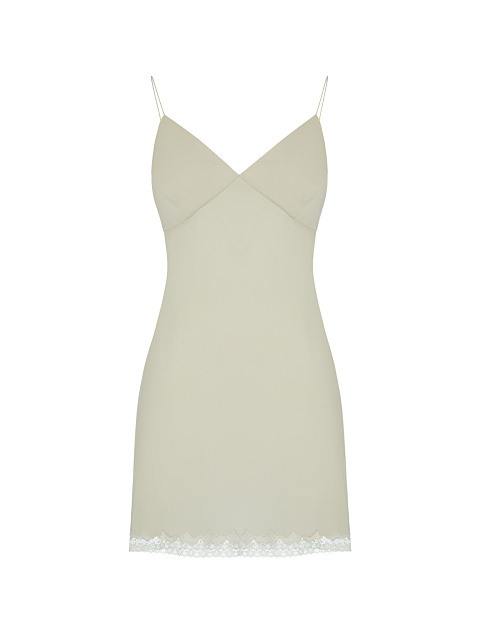 Бежевое кружевное платье-мини с бахромой, 3 Бежевое кружевное платье-мини с бахромой, 3