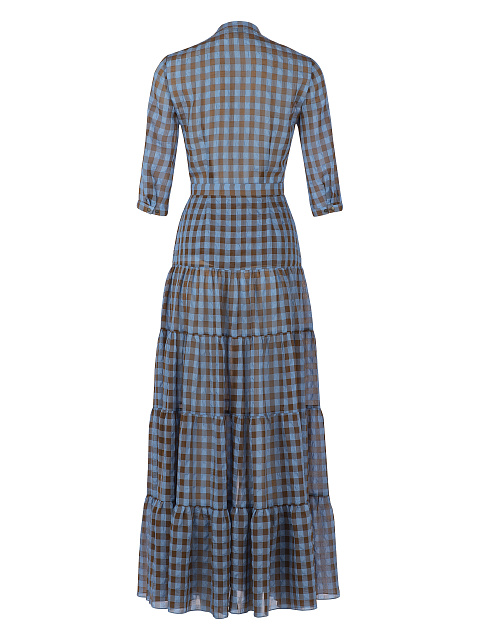 Платье-макси из тонкого шифона в клетку, 2