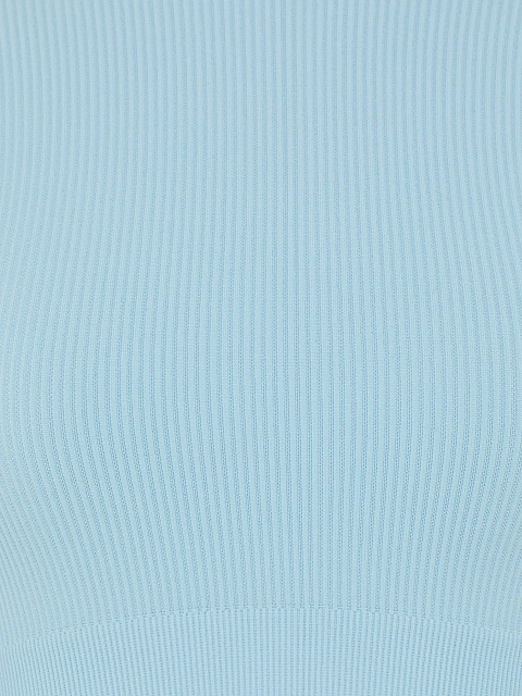 Голубой спортивный лонгслив из трикотажа в рубчик, 3