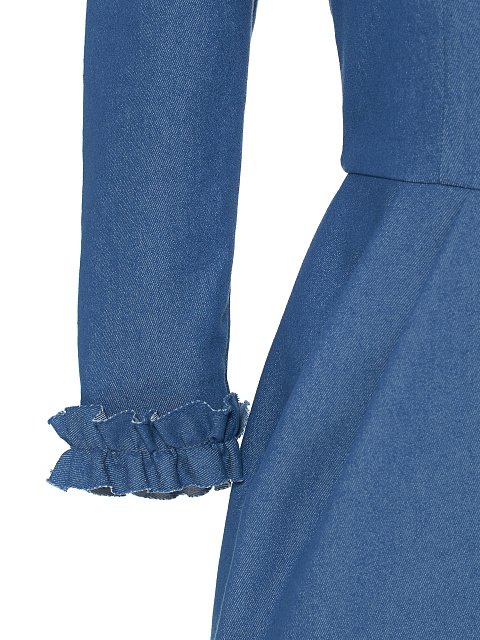 Синее платье-мини из денима с рюшами, 4 Синее платье-мини из денима с рюшами, 4