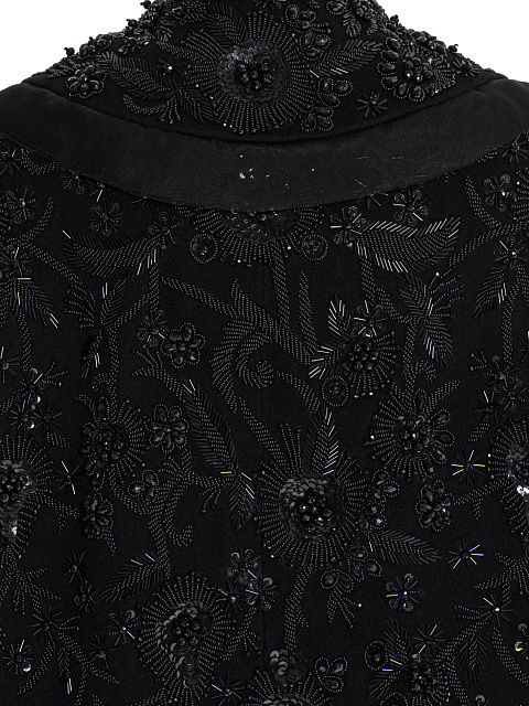 Черное пальто из шерсти с вышивкой, 5