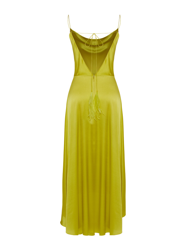 Желтое платье-миди из шелка, 2