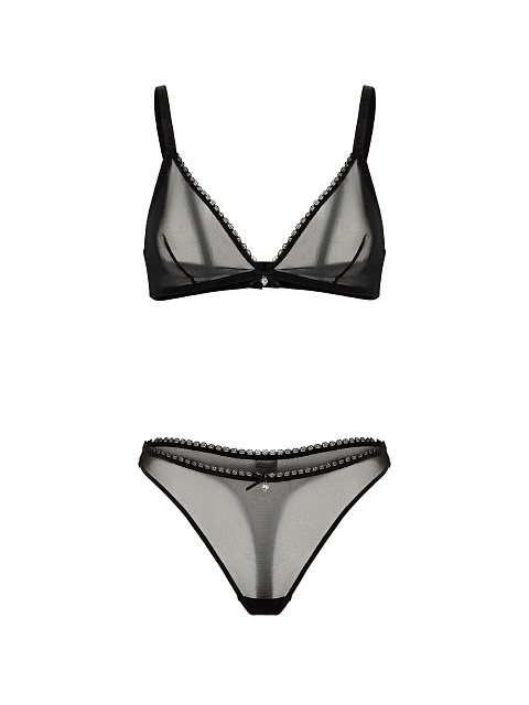 Черный комплект нижнего белья из сетки, 1