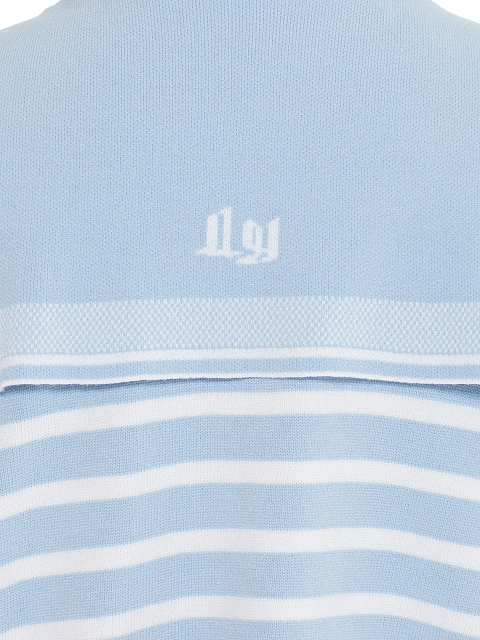 Укороченный голубой кардиган в белую полоску, 4