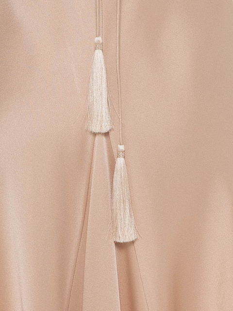 Бежевое платье-миди из шелка, 4