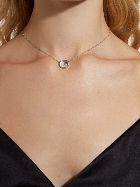 Колье с кулоном с буквой L из белого золота с горным хрусталем, 2 Колье с кулоном с буквой L из белого золота с горным хрусталем, 2